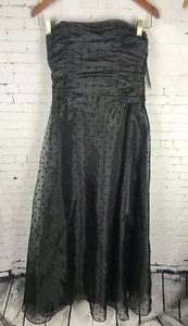 VESTIDO DE FIESTA DE NOCHE JEFFREY & DARA TALLA 12 MUJER LUNARES NEGROS CON ETIQUETAS (C05 - Imagen 1 de 12
