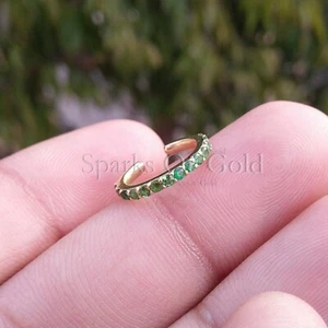 14Kt Yellow Gold Tsavorite Cuff Earring Minimalist Jewelry Party Wear Special - Picture 1 of 5