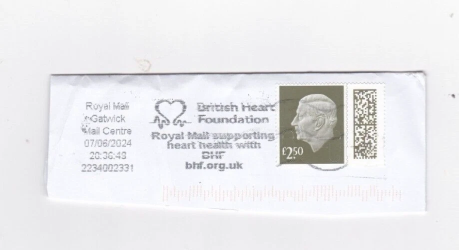 GREAT BRITAIN  L2.50 KING CHARLES STAMP BRITISH HEART FOUNDATIONCANCEL  H725 - Image 1 of 1