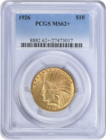 1926 $10 Gold Indian MS62+ PCGS Cover