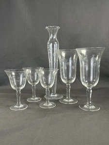 Noritake Crystal Bamboo Etched Glass And Vase Set - Picture 1 of 4