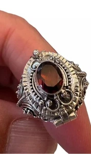 Granat Gift Ring Sterlingsilber echter Edelstein aufwendiges filigranes Design - Bild 1 von 19