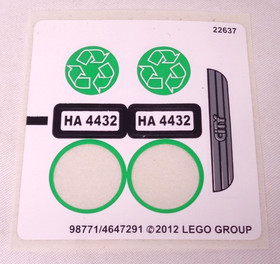 LEGO City Garbage Truck 4432 Original Sticker Label Sheet - Incomplete