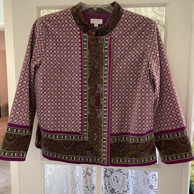 Isaac Mizrahi для Target XXL подходит как XL куртка фиолетовый бархат пейсли кнопка - Изображение 1 из 4