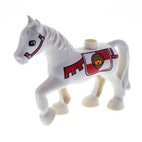 1x LEGO Duplo Animal Horse White Mare Stallion Dishes Red Leo Set 10568 1376pb03