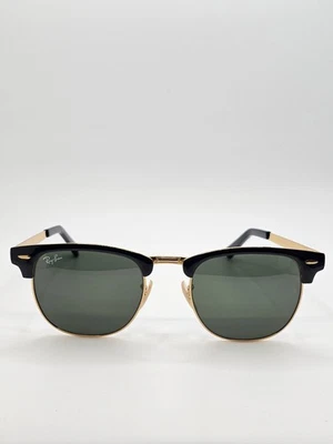 Ray Ban Clubmaster Metal RB3716 montatura nero su oro lenti verdi |51 21 145 - Immagine 1 di 4