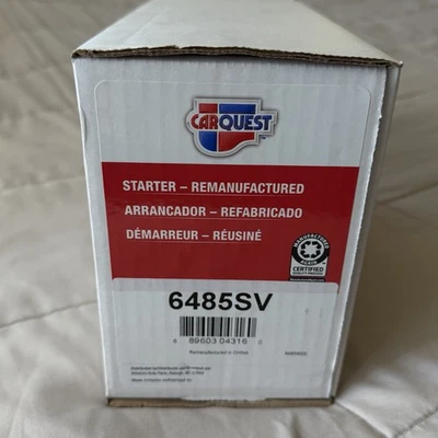 Chevy S10 Blazer Starter CARQUEST 6485SV Remanufacturado Nuevo GMC Sanoma GM 4.3 V6 Foto 1 de 4