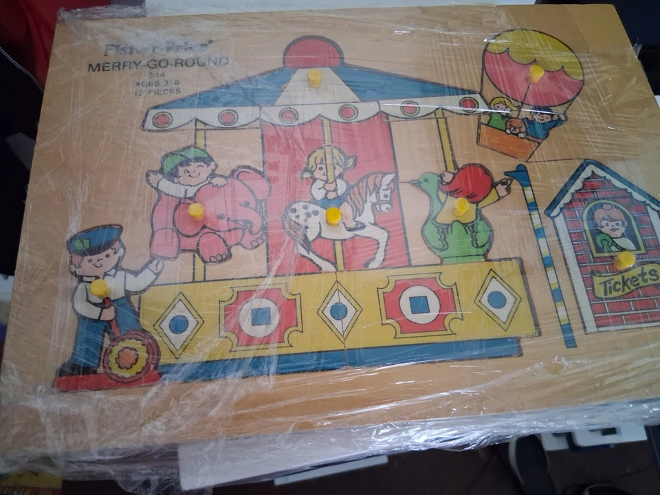 Rompecabezas de madera vintage Fisher-Price Merry-Go-Round #514  Foto 1 de 1
