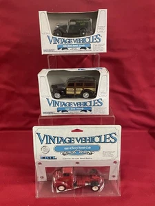 3 NIB Ertl Vintage Vehicles - ‘32 Ford Panel, ‘40 Ford Woody, ‘50 Chevy Semi Cab - Picture 1 of 13