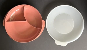 Tupperware Reheatables Divided Dish Pink Rose With Lid Microwave #2604B - Picture 1 of 10