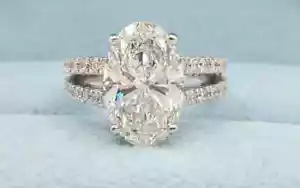5.45 Ct Certified Oval Cut White Natural Diamond 925 Silver Engagement Ring - Picture 1 of 8