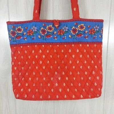 Bolso de Mano Paisley Cartera Provincial Rojo Floral Lazo Botón Acolchado Foto 1 de 4