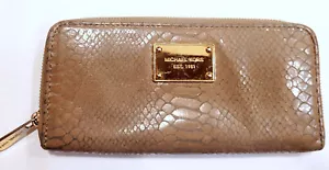 Vintage 1990s MICHAEL KORS Brown Snakeskin Python Continental Wallet Clutch - Picture 1 of 4