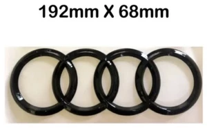 Black Gloss Rear Audi Badge Logo Rings Emblem Audi A4 A5 A6 192mm X 68mm - Picture 1 of 2