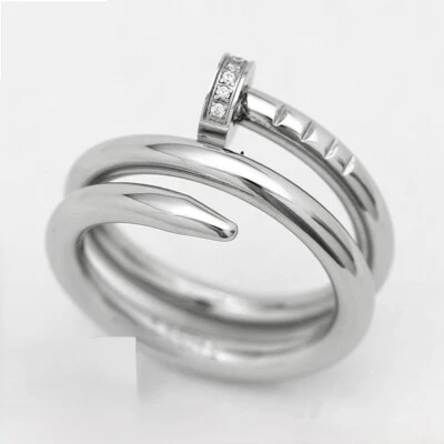 Mujer Acero Inoxidable Plateado, Circonita cúbica Eternidad, Anillos 6,7,8,9*Caja Alto Pulido Foto 1 de 3