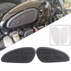 Fuel Petrol Tank Custom Knee Pads Union Jack. UK. Black for Triumph Bonneville - Picture 1 of 12