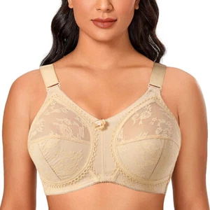 Women Wireless Minimizer Bra Non Padded Full Cup Firm Control Plus Size 34-50 - Picture 1 of 50