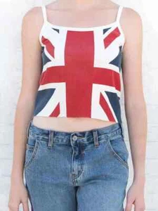 Girls Teen Union Jack Flag Crop Top red white blue summer vest camisole tank top - Picture 1 of 6