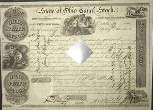 State of Ohio Canal Stock 6% Loan of 1860 $1000 1842 - Picture 1 of 1