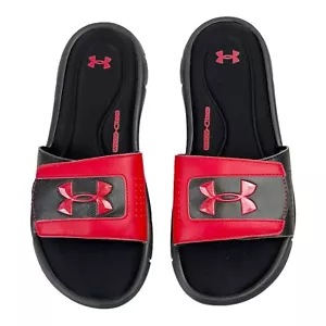 Under Armour Red / Black 4D Foam Slides Sandals Men's Size 8 - Picture 1 of 11