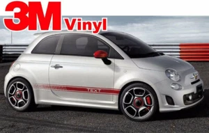 Stripe Fits: Fiat 500 Custom Vinyl Decal Graphics Abarth Style Side Stripes 3M - Picture 1 of 4