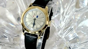 Vintage Bradley Swiss Aluminum Hand Wind Black -Leather Band Watch (D45) - Picture 1 of 11