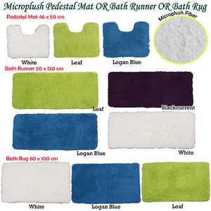 MicroPlush Soft Feel Rubber Backed Non Slip Bath Runner OR Rug OR Pedestal Mat - Bild 1 von 4