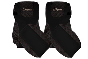 2 Sitzbezüge Synthetisch Schwarz Mit Roten Nähten Für DAF XF 105 EURO 6 2013+ - Bild 1 von 5