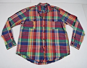 Vintage Shirt Polo Ralph Lauren Size XL 90s Vibrant Colorful Tartan Plaid LS - Picture 1 of 9