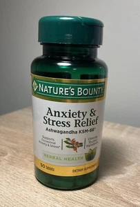 Nature's Bounty Anxiety & Stress Relief Ashwagandha, 50 Tablets EXP 08 & 09/25 - Picture 1 of 2