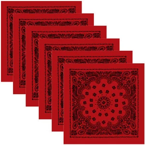 Red Black Trainmen Paisley Bandana 6-Pack Extra Large Head & Face Wrap 27ö X 27" - Picture 1 of 3