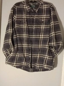 Ol' School Men's WOOLRICH Flannel Jacket Gray Black White Plaid 100% Cotton XXL - Picture 1 of 23