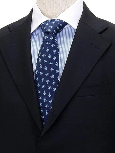 Corbata COLORATA Verde Patrón Tortuga Marina 100% Seda Animal Tejido Jacquard Japón Foto 1 de 4