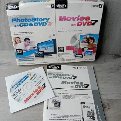 MAGIX PHOTOSTORY ON CD & DVD 7 & MOVIES ON DVD 7 - NEW DAMAGED BOX - RARE RETRO - Image 1 of 4