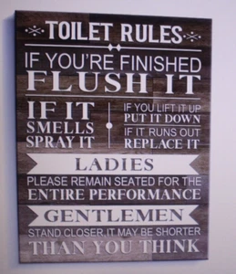 Toilet Rules Unframed Poster Art Ladies & Genlemen Humor Gift NIP - Picture 1 of 3