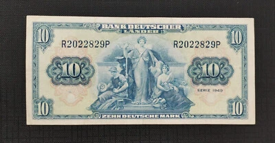 GERMANY FEDERAL REPUBLIC 10 MARK 1949 P16a - Image 1 of 4