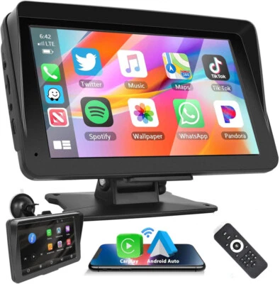 7" Portable Wireless Apple Carplay Car Stereo Android Auto BT Touch Screen Radio - Image 1 of 4