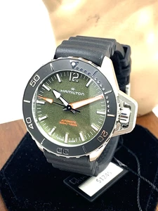 Reloj Hombre Hamilton H77455360 Frogman Suizo Automático Esfera Verde Goma 41mm - Imagen 1 de 14