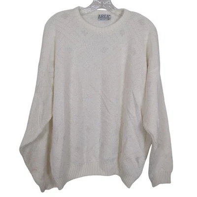 Vintage AREA by TAG White Knit  Women’s XL Sweater Geometric diamond 80s 90s - Image 1 of 4