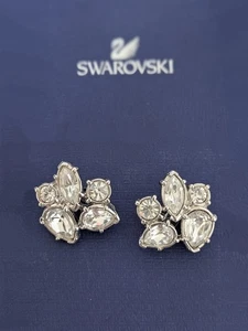 Vintage Swarovski Crystal Rhinestone Clip On Earrings - Picture 1 of 7