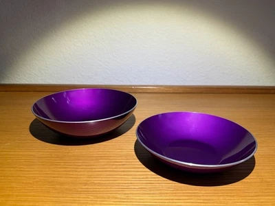 2 современные фиолетовые чаши Emalox of Norway середины века отличное состояние 6 1/8 дюйма и 5 5/8 дюйма - Изображение 1 из 4