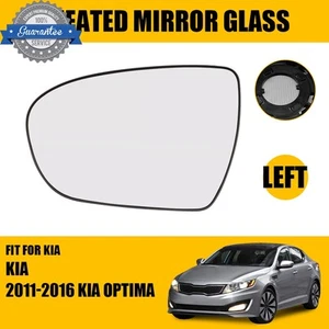 Left Driver Side Heated Mirror Glass with Backing Plate For 2011-16 Kia Optima - Picture 1 of 13