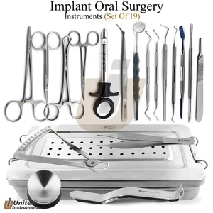 Kit Impianto Chirurgia Orale Dentale con Scatola Strumenti Chirurgici Odontoiatria 19pz - Foto 1 di 20