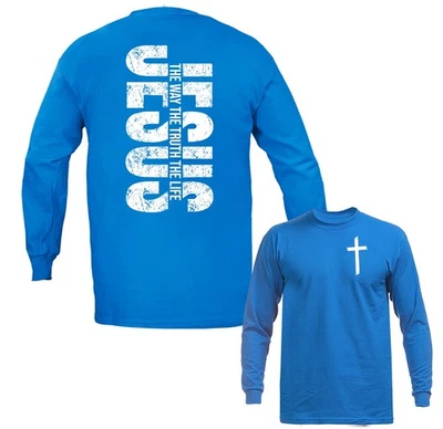 Jesús El Camino La Verdad La Vida Cristiana Cruz Religiosa Dios Biblia Manga Larga Foto 1 de 4