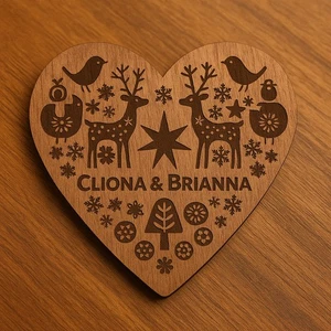 Posavasos navideños de madera personalizados - Alfombrillas festivas grabadas con láser, hogar de Navidad - Imagen 1 de 4