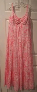 Lilly Pulitzer Peony Pink Seaside Scene Shylee Cotton Maxi Dress Size 6 - Picture 1 of 9