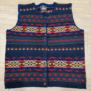 Vintage Woolrich Vest Women’s M 100% Wool Fair Isle Knit Pure Wool - Picture 1 of 9