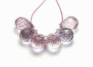 6 cuentas de lágrima facetadas de topacio rosa de 10-11 mm - Imagen 1 de 2