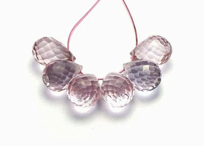 6 cuentas de lágrima facetadas de topacio rosa de 10-11 mm Foto 1 de 2