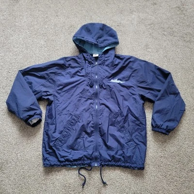 Chaqueta cortavientos vintage años 90 Nike Swoosh deletreada azul bordada para hombre talla M Foto 1 de 4